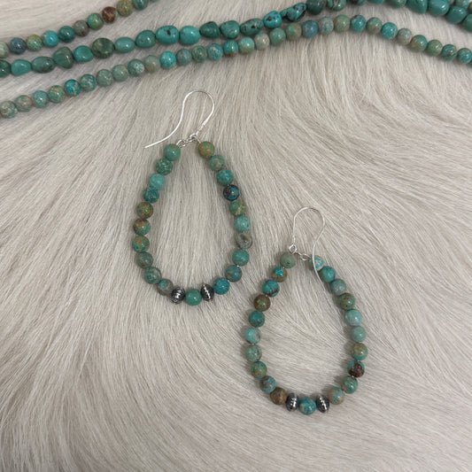 Turquoise Bead Hoop Earrings