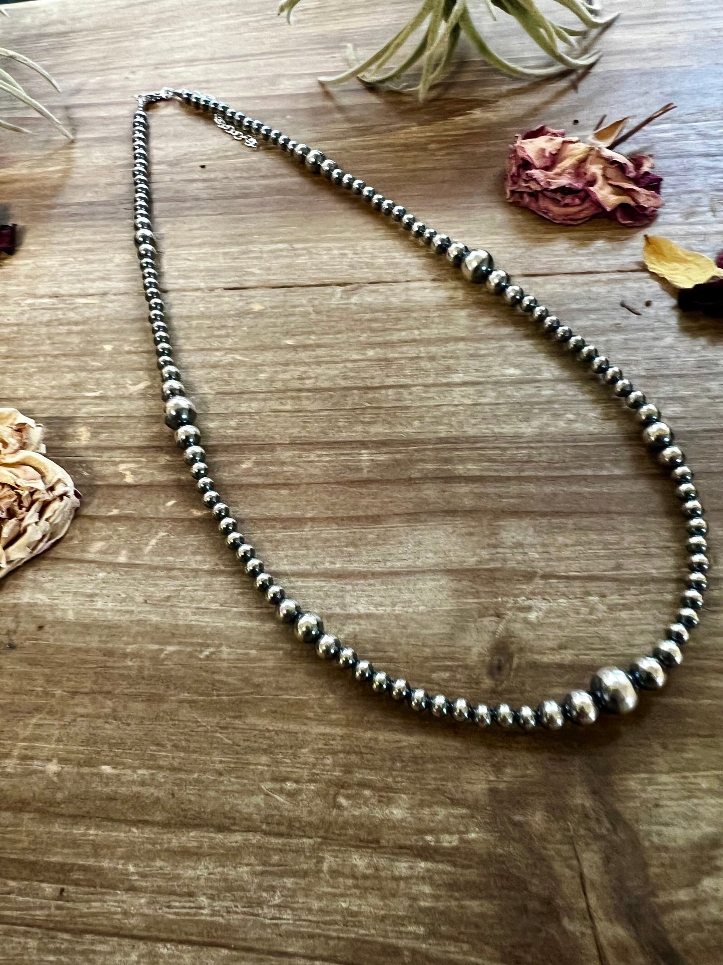Graduated Sterling Silver Pearl Necklace - 18”