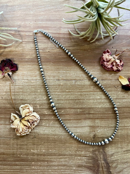 Graduated Sterling Silver Pearl Necklace - 18”