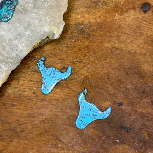 Turquoise Cow Skull Earrings