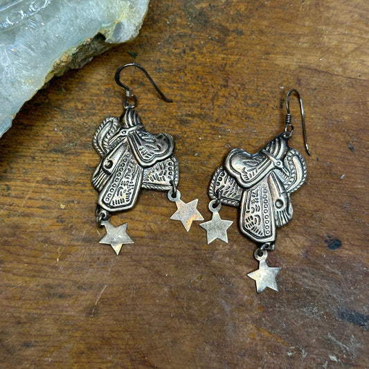 Vintage Sterling Silver Saddle Earrings