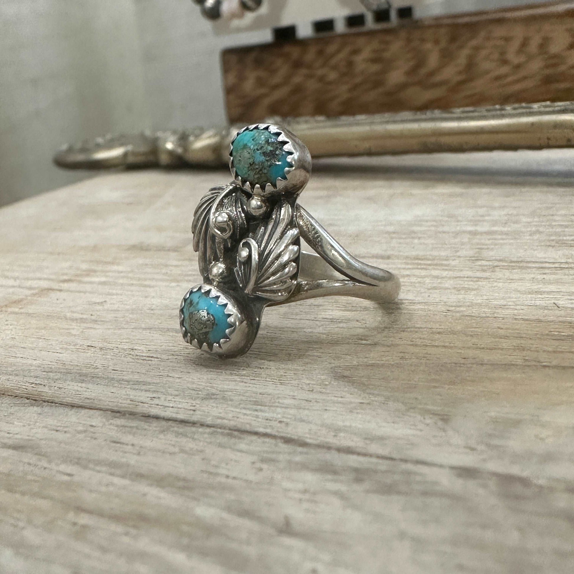 Navajo Sterling Silver Kingman Turquoise Ring - High Voltage Ranch