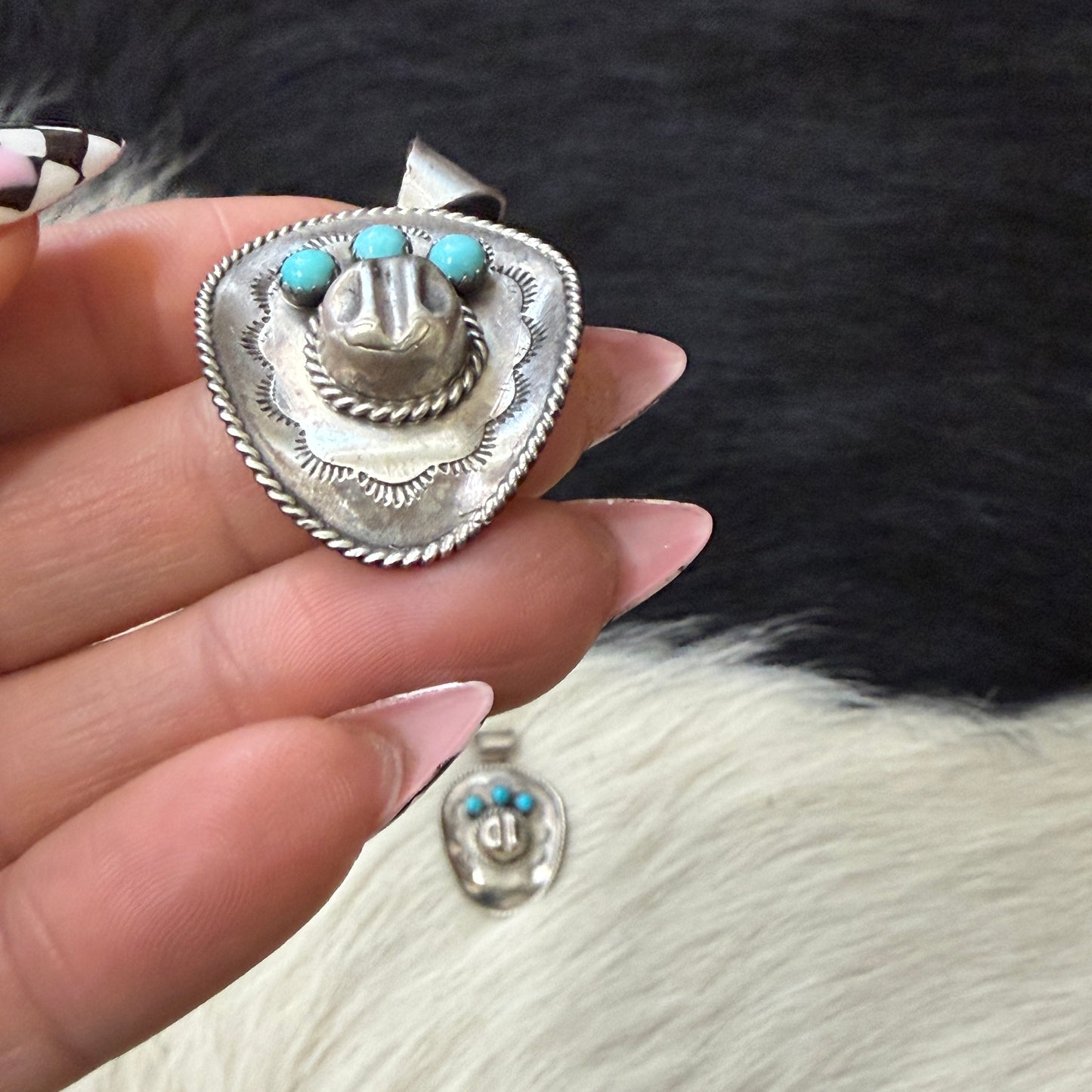 Cowboy Hat Pendant with Kingman Turquoise