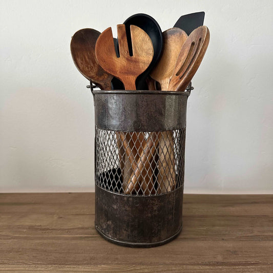 Rustic Metal Bucket with Handle