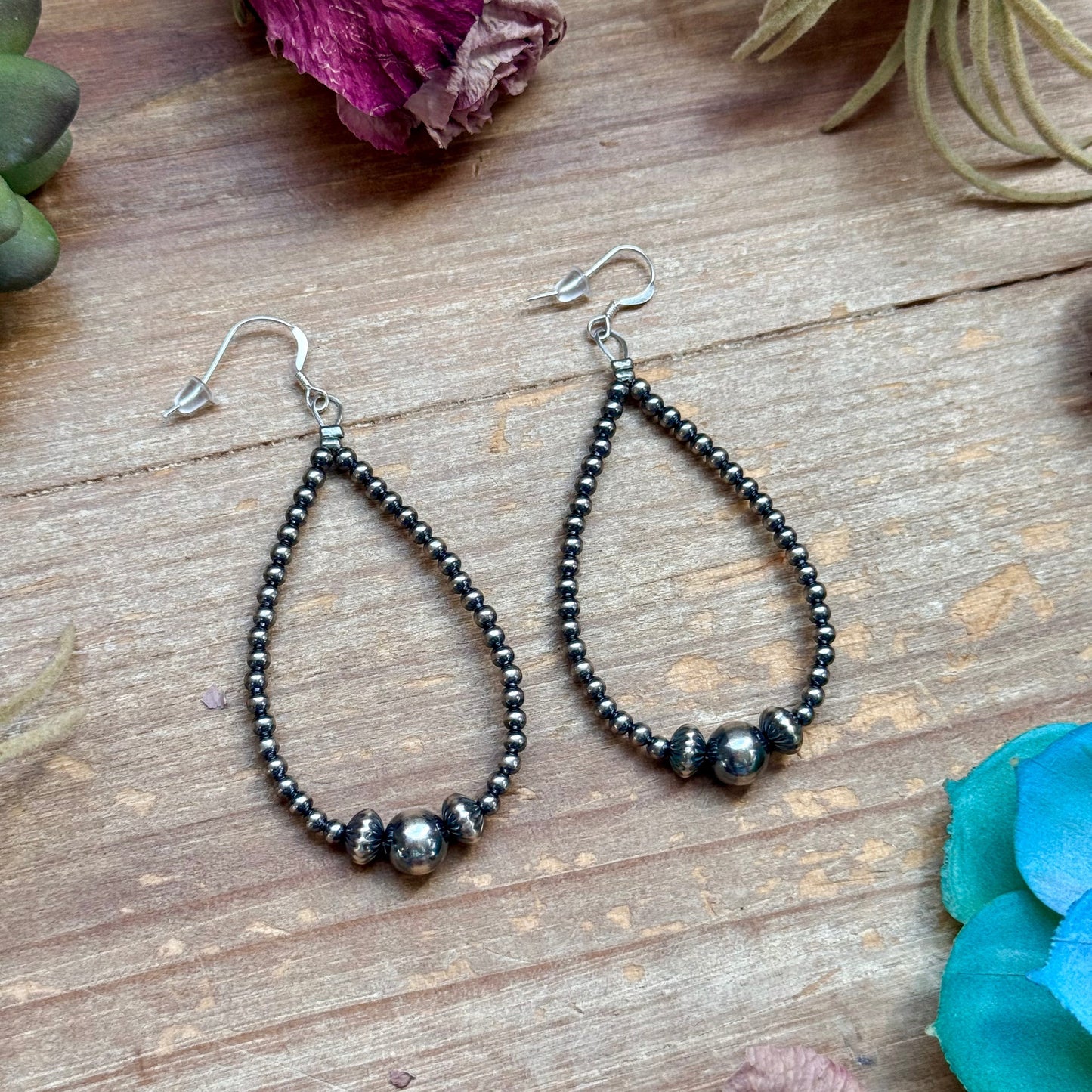 Sterling Silver Pearl Teardrop Earrings – 8 mm in the middle