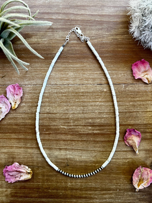 Dainty 3mm Magnesite with Sterling Silver Pearls - 14”