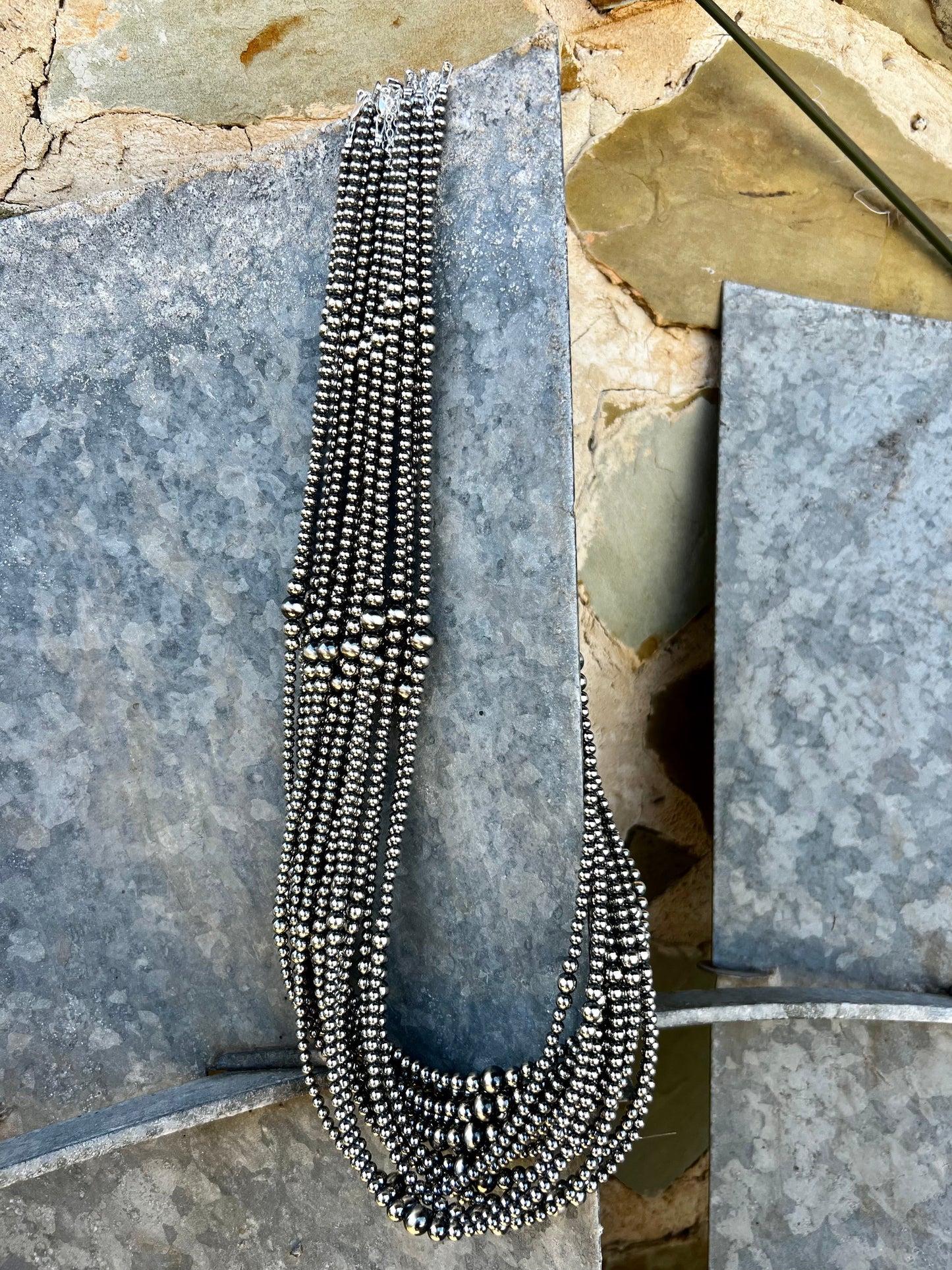 Graduated Sterling Silver Pearl Necklace - 28”