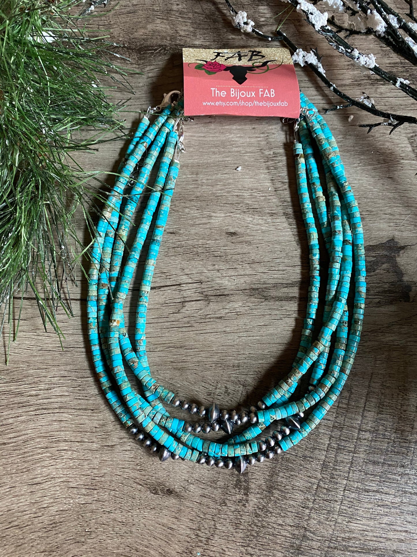 Sterling Silver Pearls and Variscite Necklace - 14”
