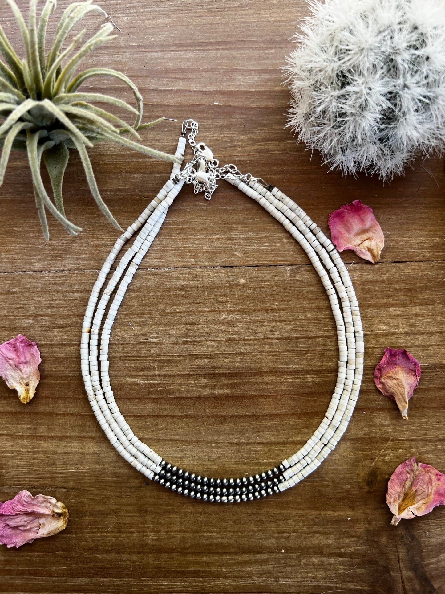Dainty 3mm Magnesite with Sterling Silver Pearls - 14”