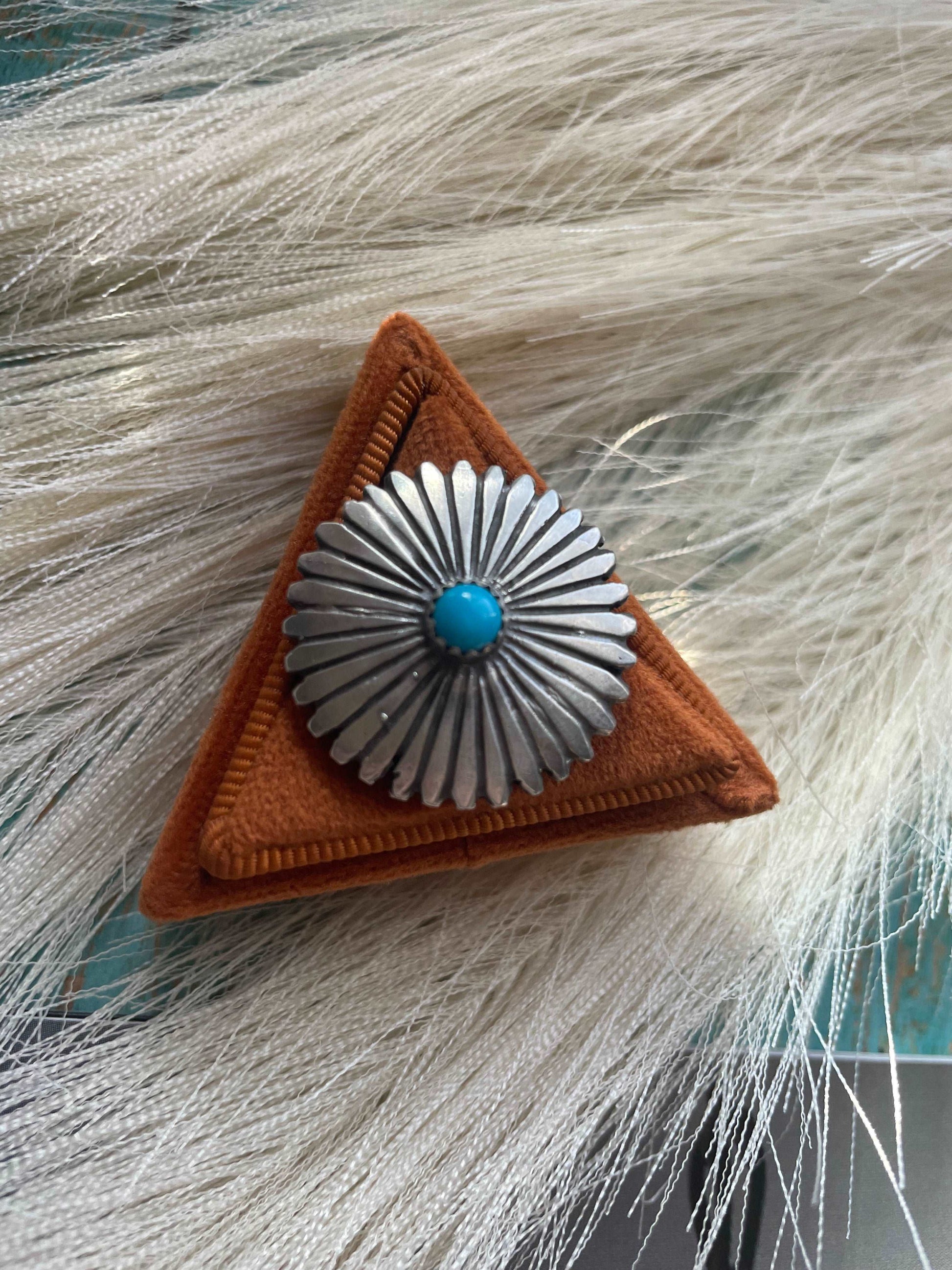 Navajo Turquoise And Sterling Silver Flower Ring
