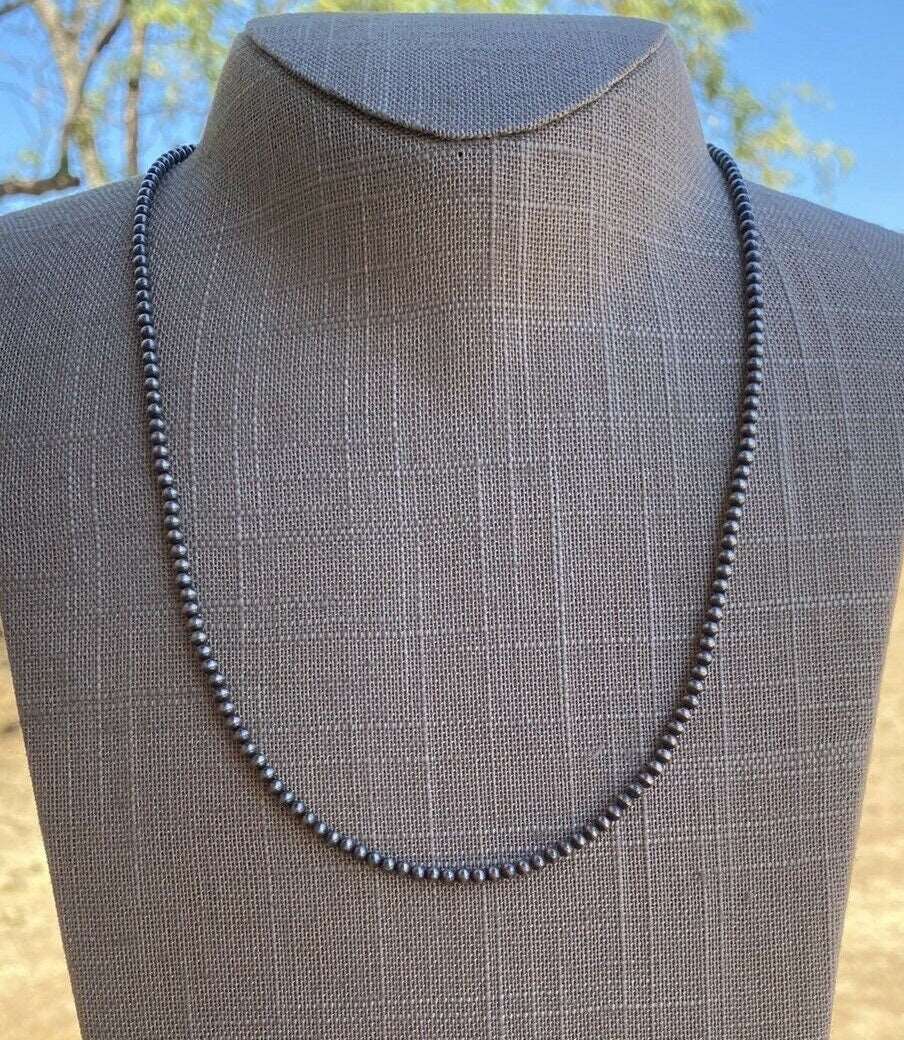 3mm Sterling Silver Navajo Pearl Style Bead Necklace