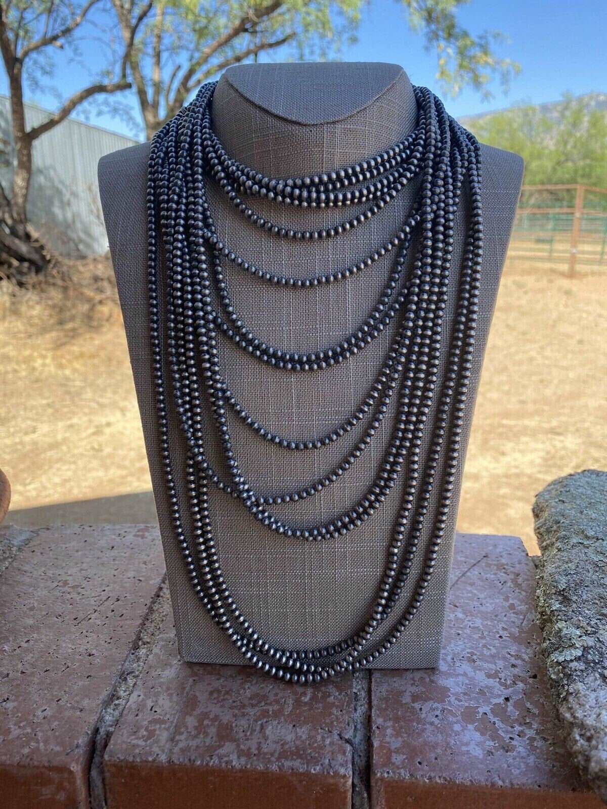 4mm Sterling Silver Navajo Pearl Style Beaded Necklace Nizhoni Traders LLC