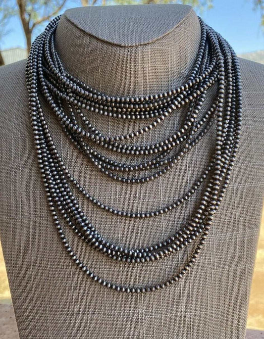 3mm Sterling Silver Navajo Pearl Style Bead Necklace