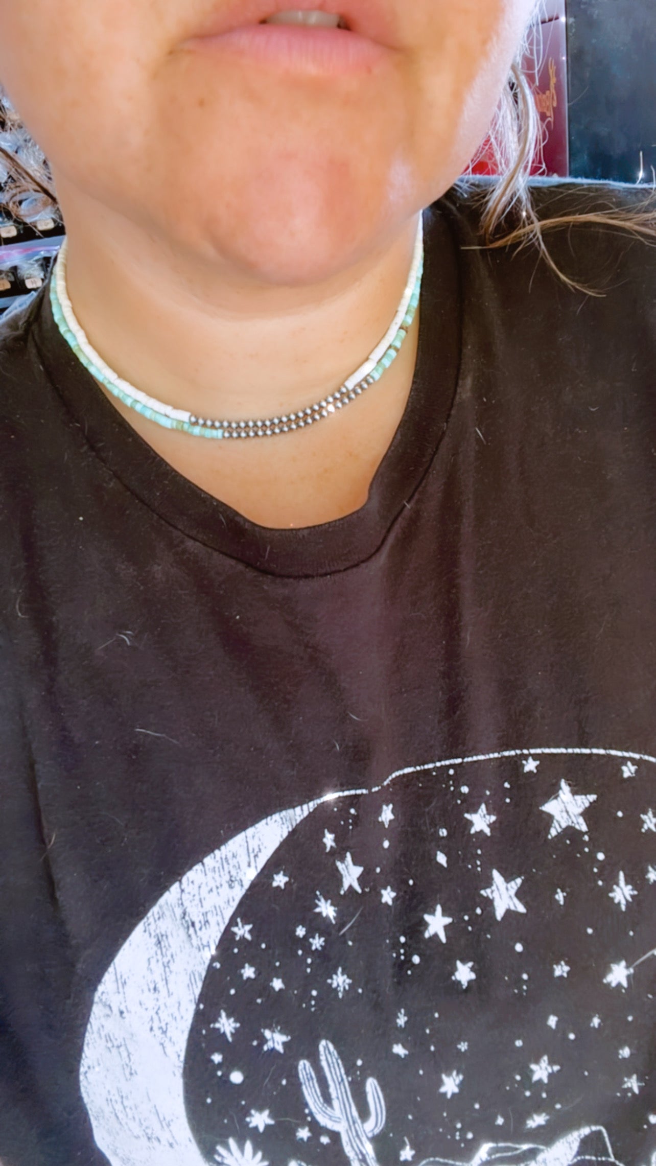 Dainty 3mm Magnesite with Sterling Silver Pearls - 14”