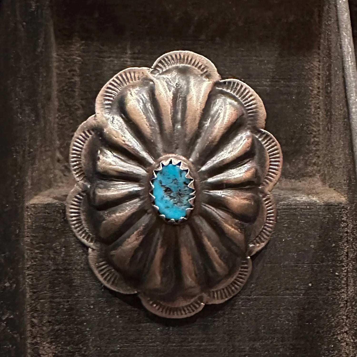 Kingman Turquoise Concho Ring High Voltage Ranch