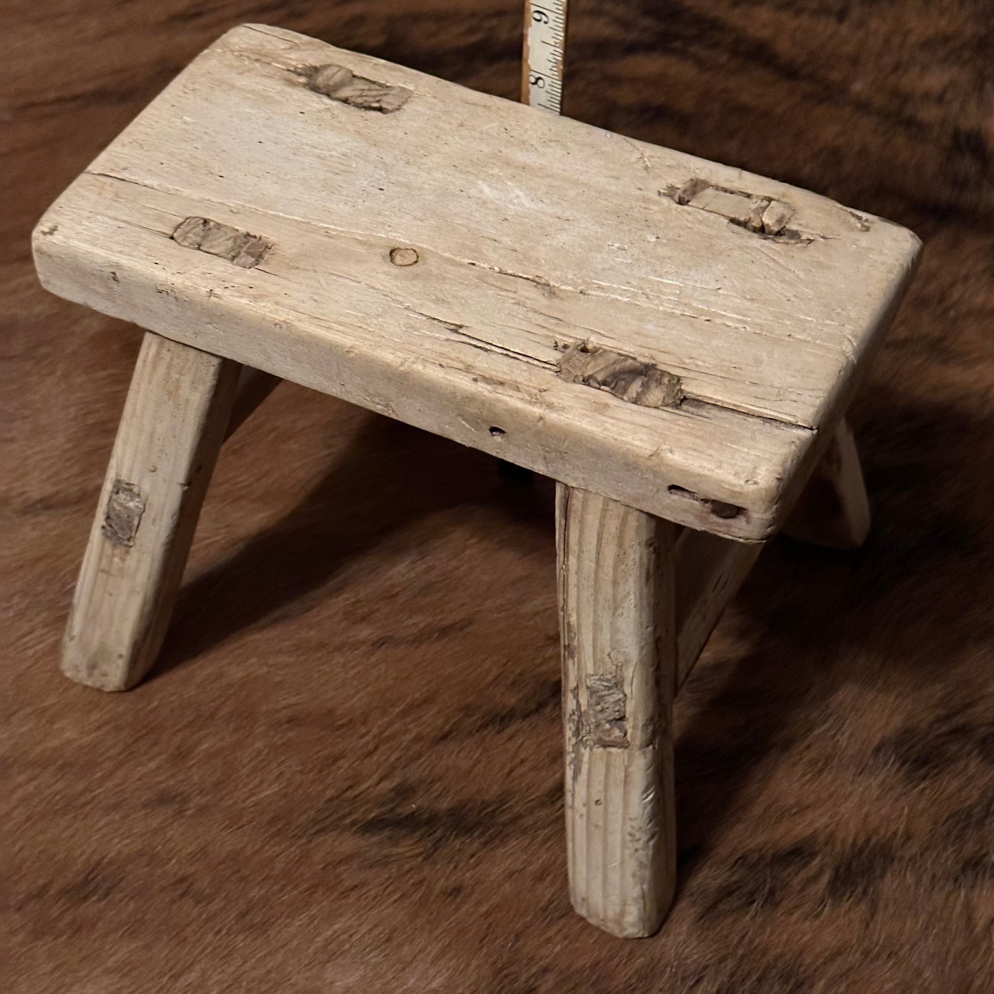 Vintage Wood Mini Stool High Voltage Ranch