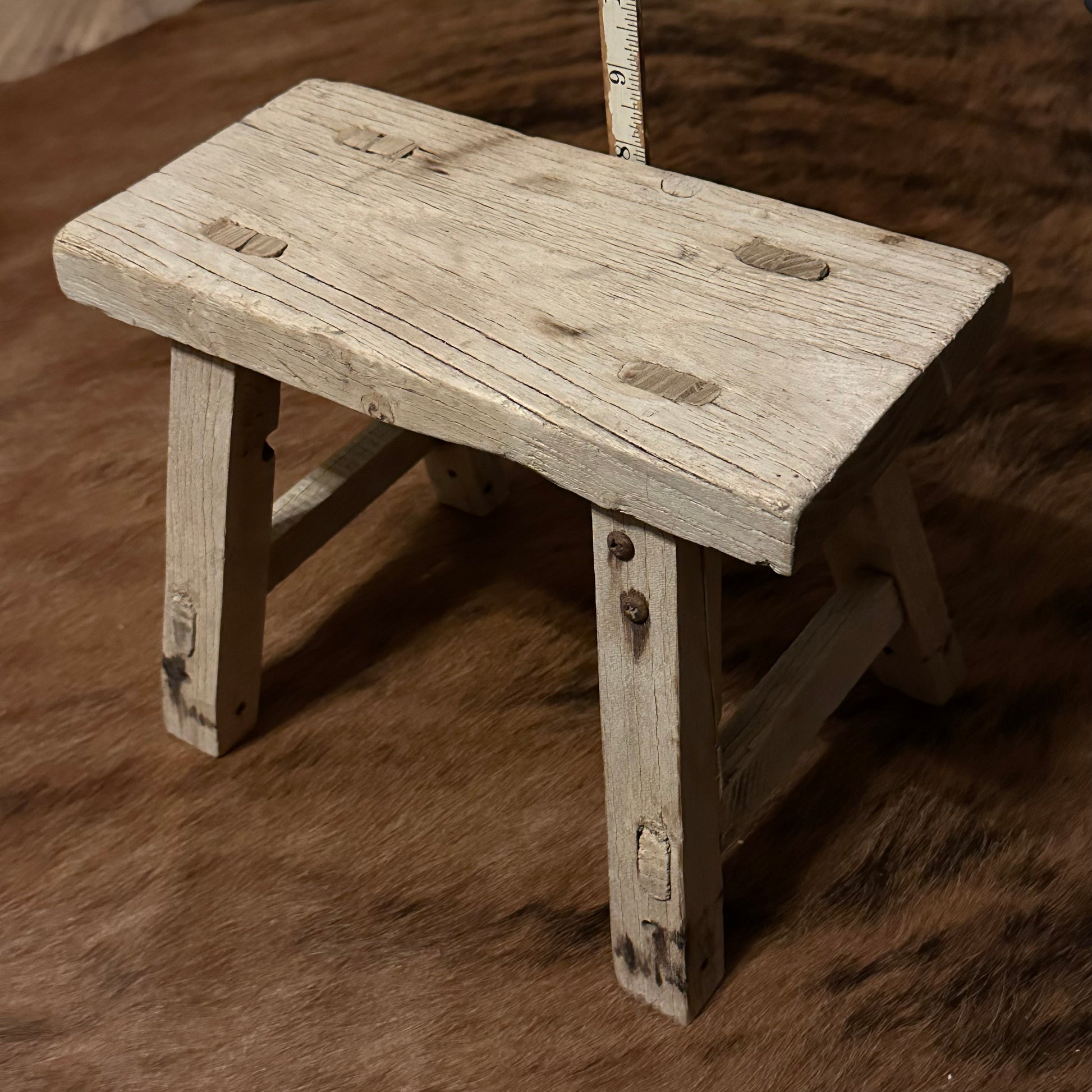 Vintage Wood Mini Stool High Voltage Ranch